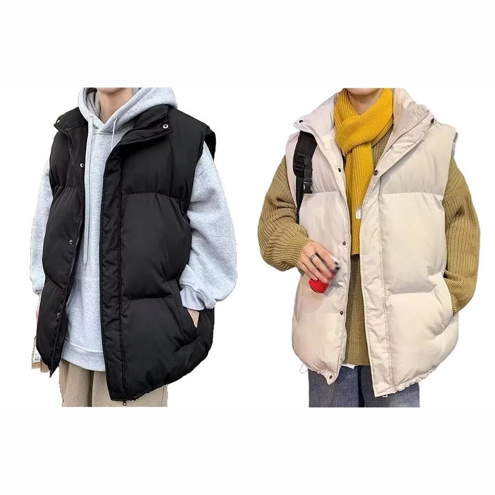 Versatile Loose Outerwear Men Vest Casual Outing Stylish Sleeveless Jacket