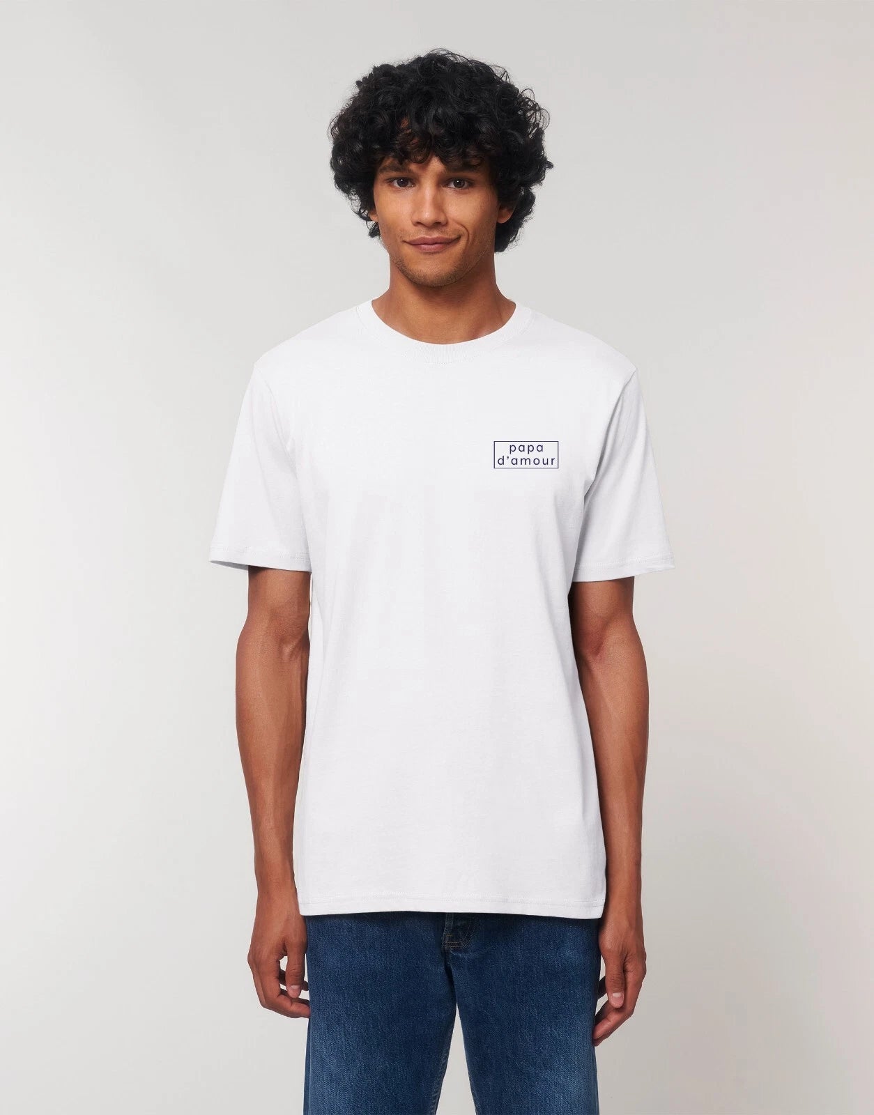 Men's Short Sleeve White Color T-Shirt, PAPA D AMOUR FRAME