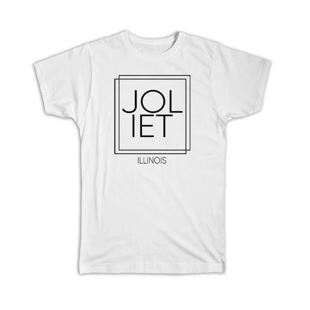 Gift T-Shirt : JOLIET Illinois Square Modern Minimalist Font