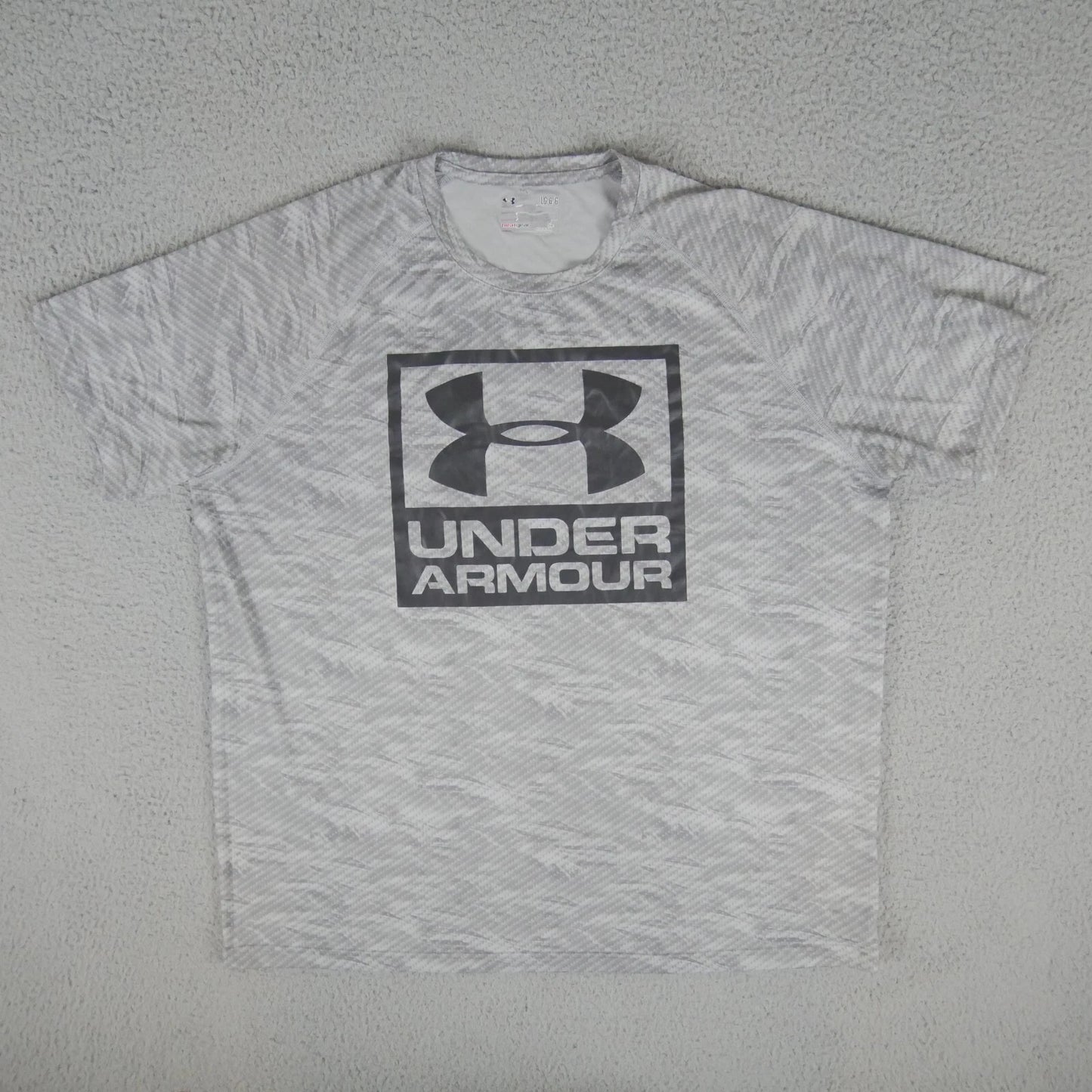 Under Armour Shirt Mens Large Gray Short Sleeve Crew Neck Pullover Heatgear Gym