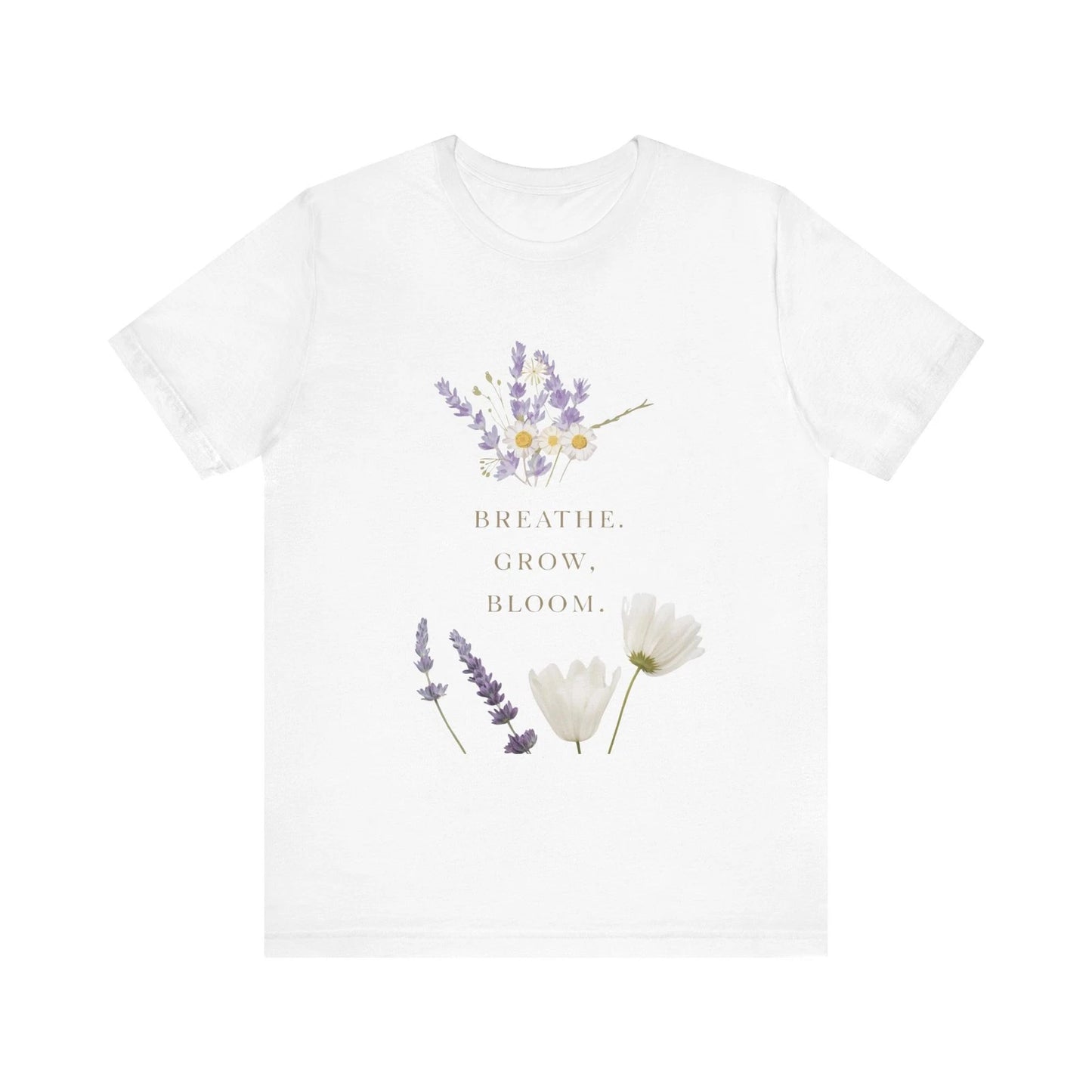 Breathe Grow Bloom T-Shirt, Inspirational Tee, Botanical modern and feminine 4