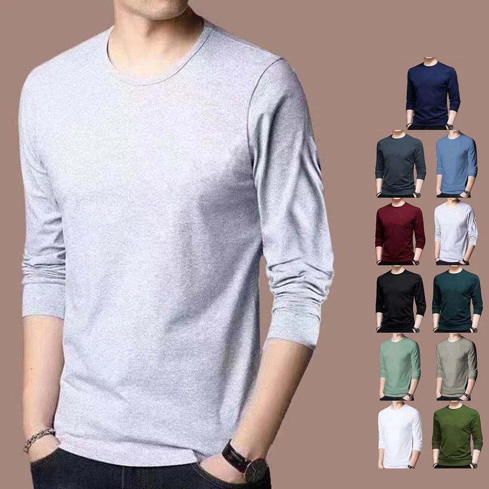 Fashionable Men's Long Sleeve Undershirt Blouse Casual Muscle Activewear Top