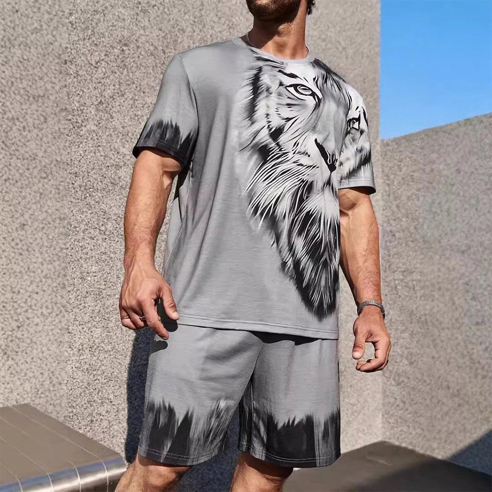 Mens polyester print casual loose fit short sleeve tshirt for daily wear