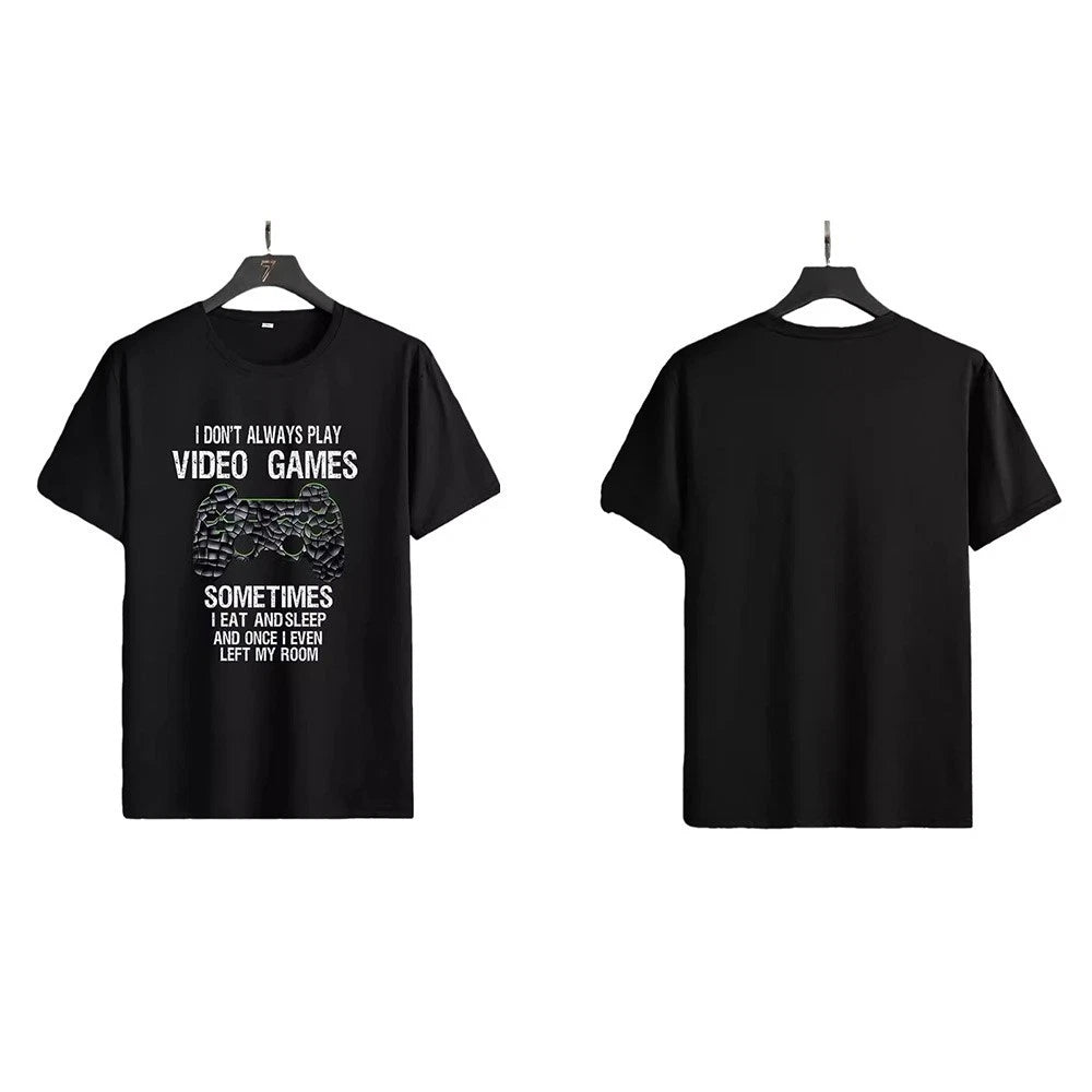 Mens polyester round neck pullover printed T shirt for vacation and daily wear
