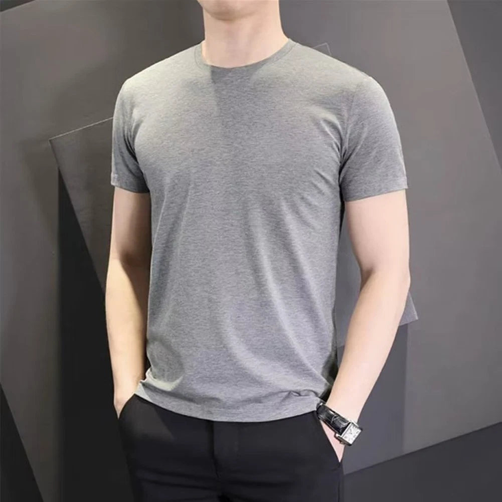Stylish Solid Color Men's Short Sleeve T shirt Casual Bottoming Pullover