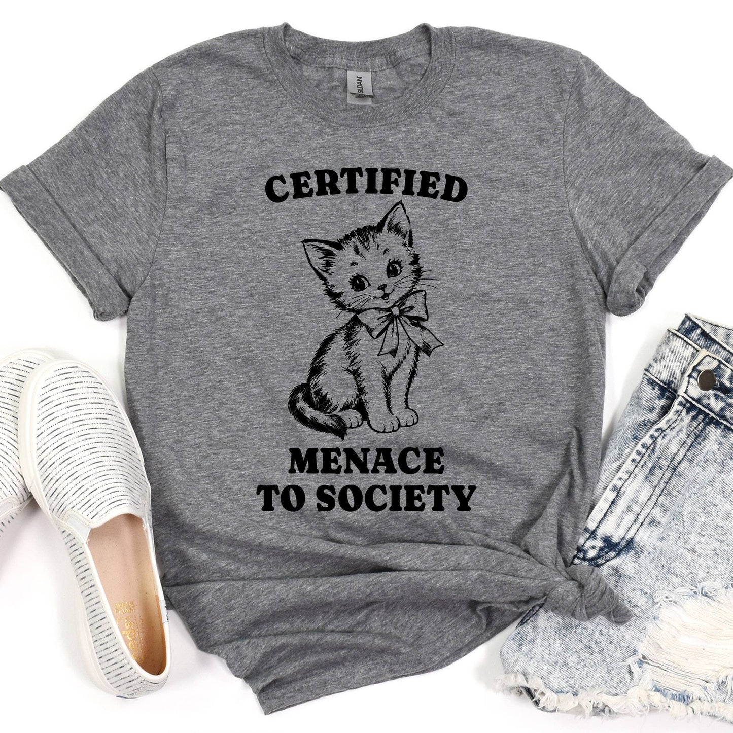 Funny Cat Shirt, Menace To Society, Funny Graphic Tee