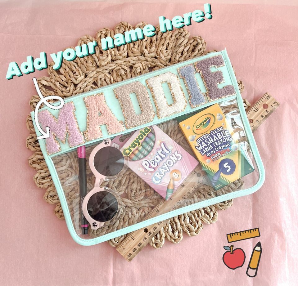 Back to School Supplies Bag Pencil Pouch Crayon Personalized School Snack Bag Crayon Marker Bag Summer Beach Swim Bikini Pool SPF Sun Tan