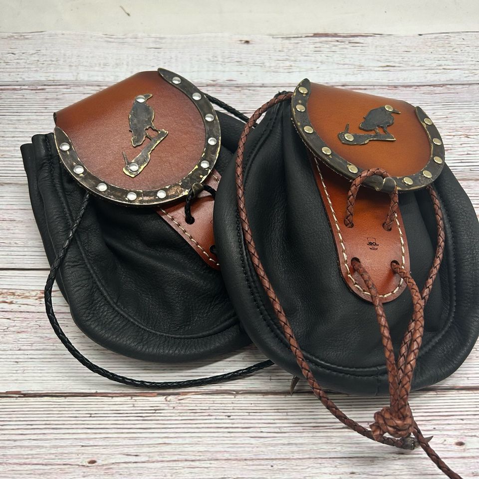 Raven Leather Sporran Celtic Kilt Pouch | Highland Bag | Viking LARP Accessory