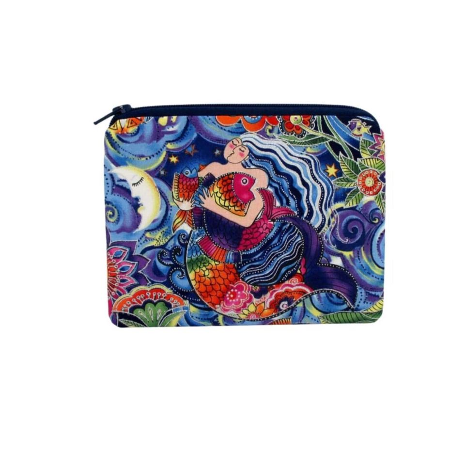 Mermaid Zipper pouch, Sea Goddess, Laurel Burch Fabric