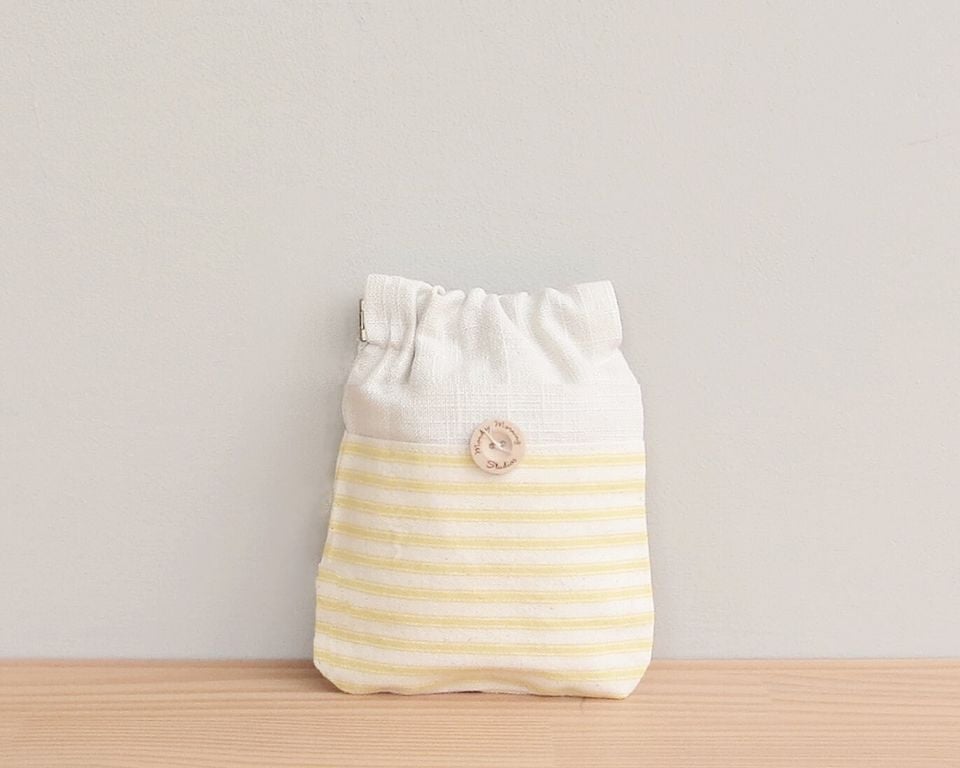 Striped Ticking Cotton Pouch – Flex Frame Closure
