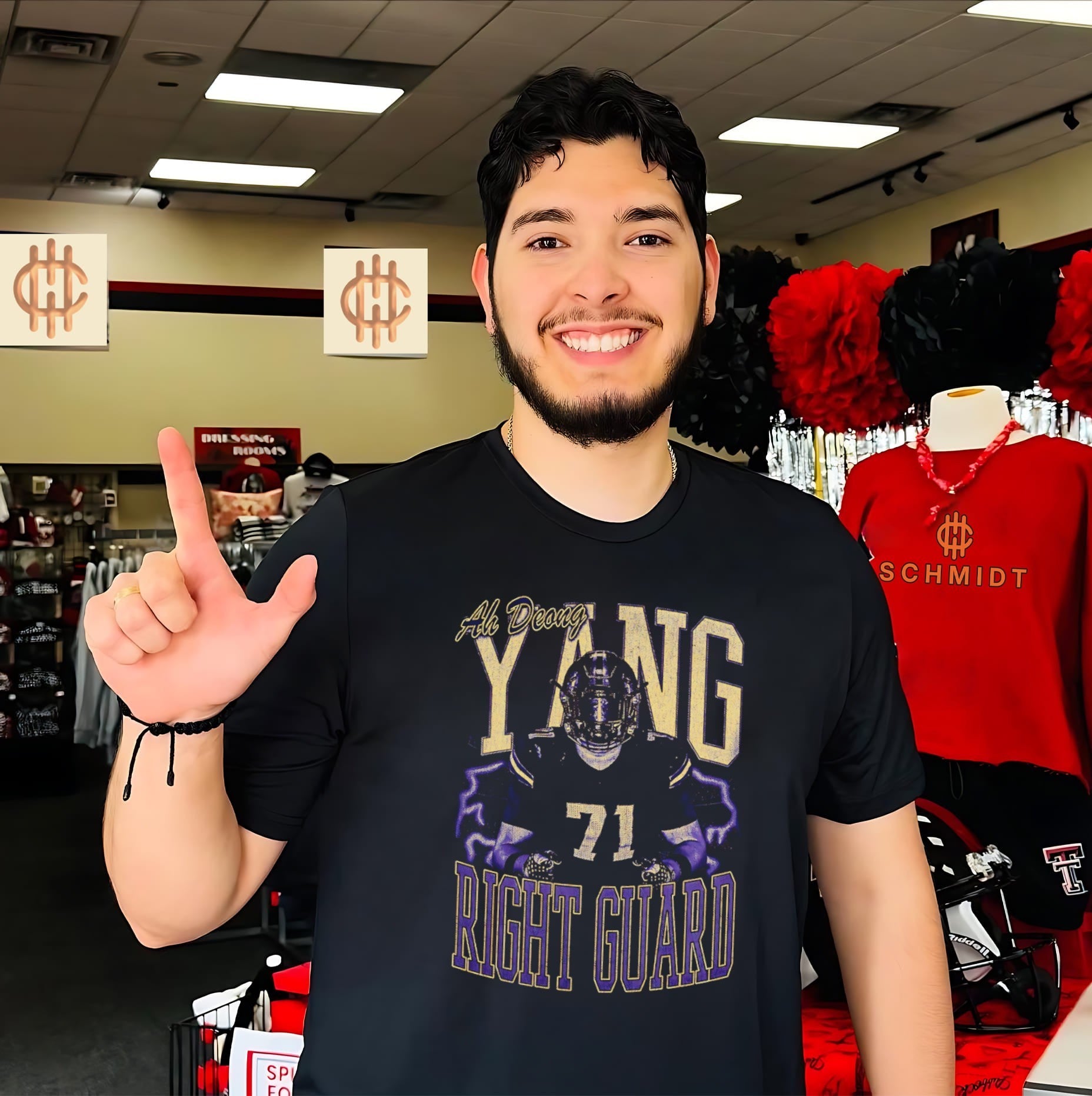 Ah Deong Yang 71 Right Guard football player shirt