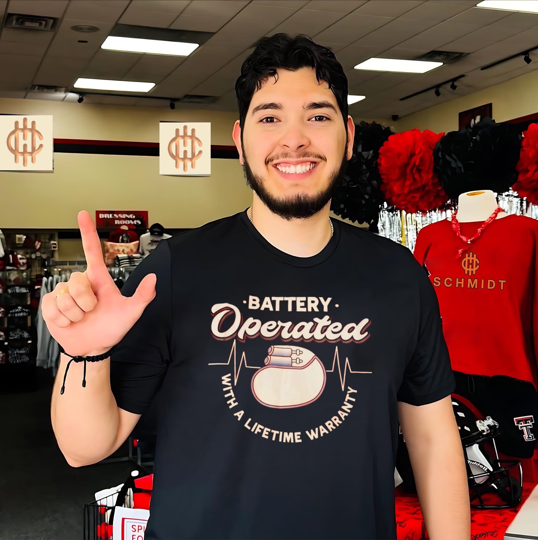 Battery operated with a lifetime warranty shirt