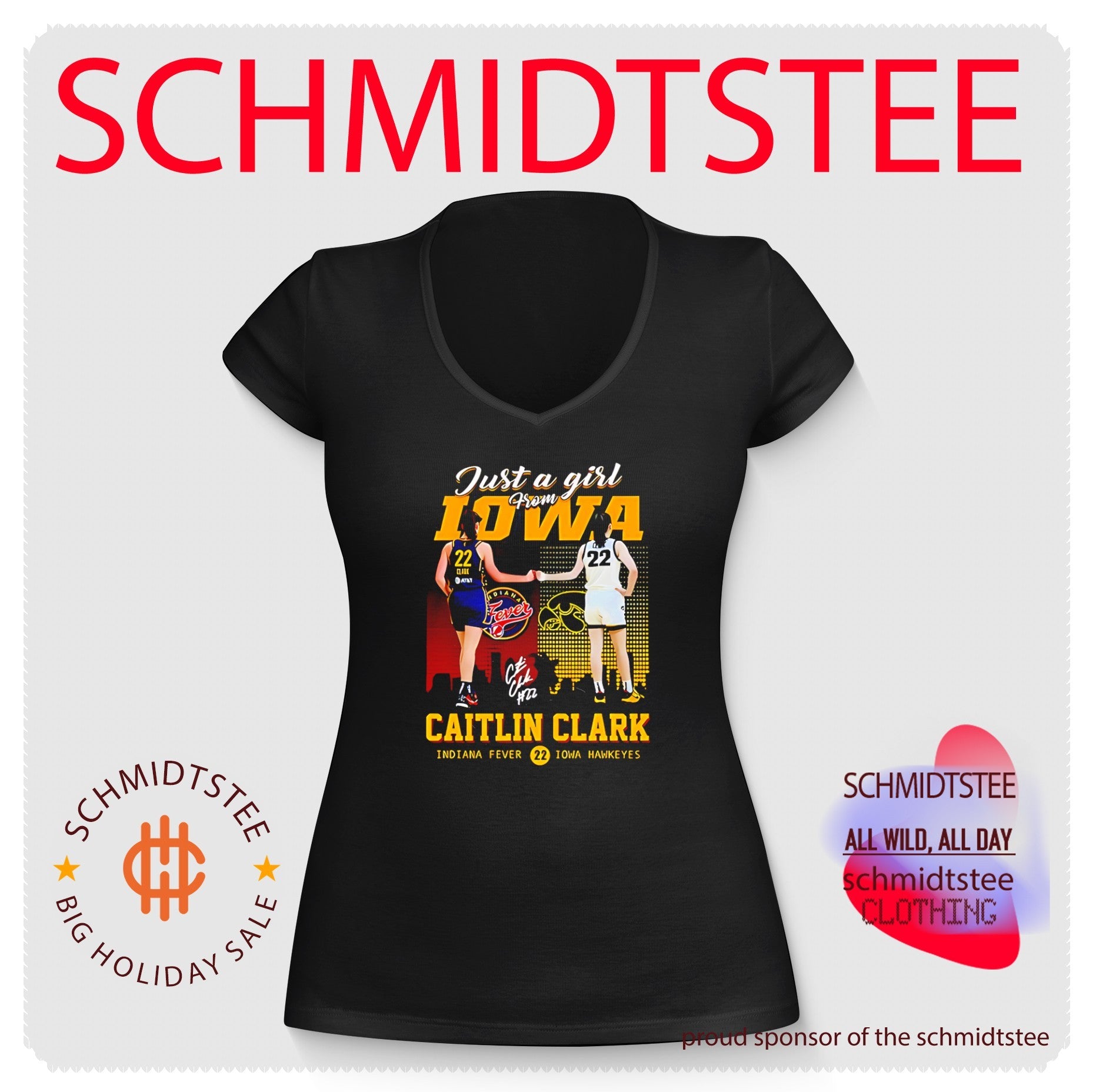 Caitlin Clark in Iowa Hawkeyes and Indiana Fever uniforms shirt