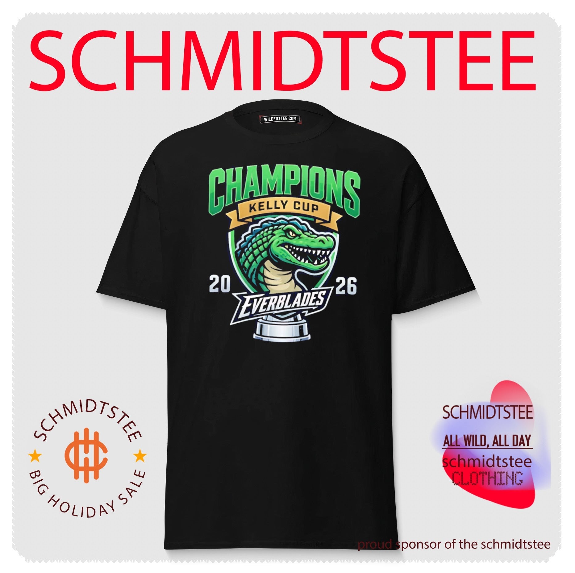 Florida Everblades 2026 Kelly Cup Champions graphic alligator shirt
