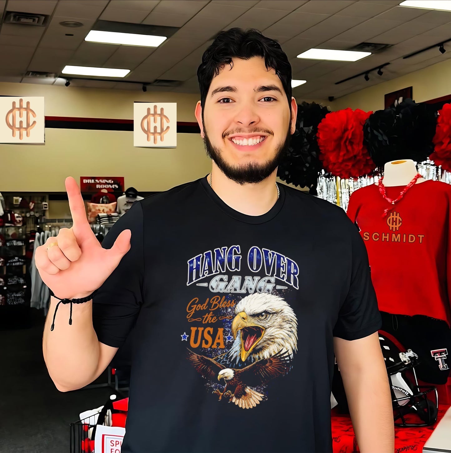 God Bless the USA with Bald Eagle Hang Over Gang shirt