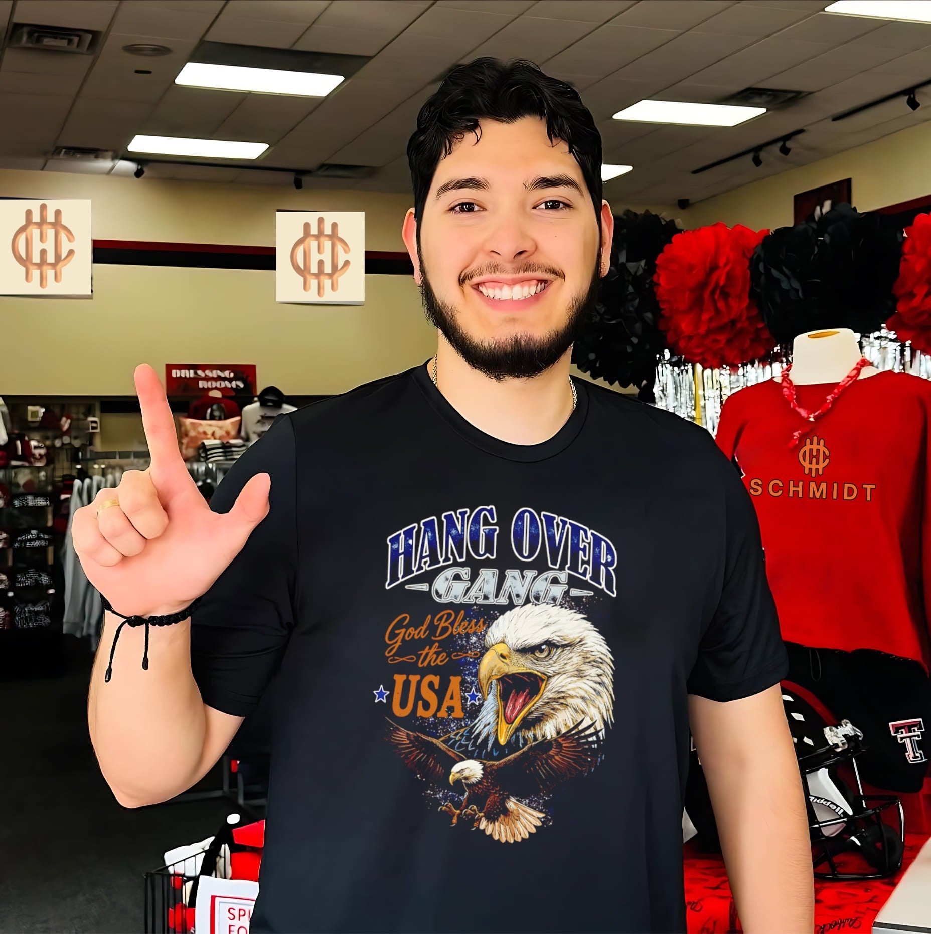 God Bless the USA with Bald Eagle Hang Over Gang shirt