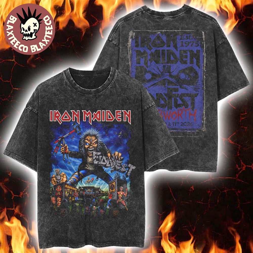 Iron Maiden Eddfest 2026 Knebworth Exclusive Merch Event Tee On July 10 And 11 2026 Vintage Washed Tee
