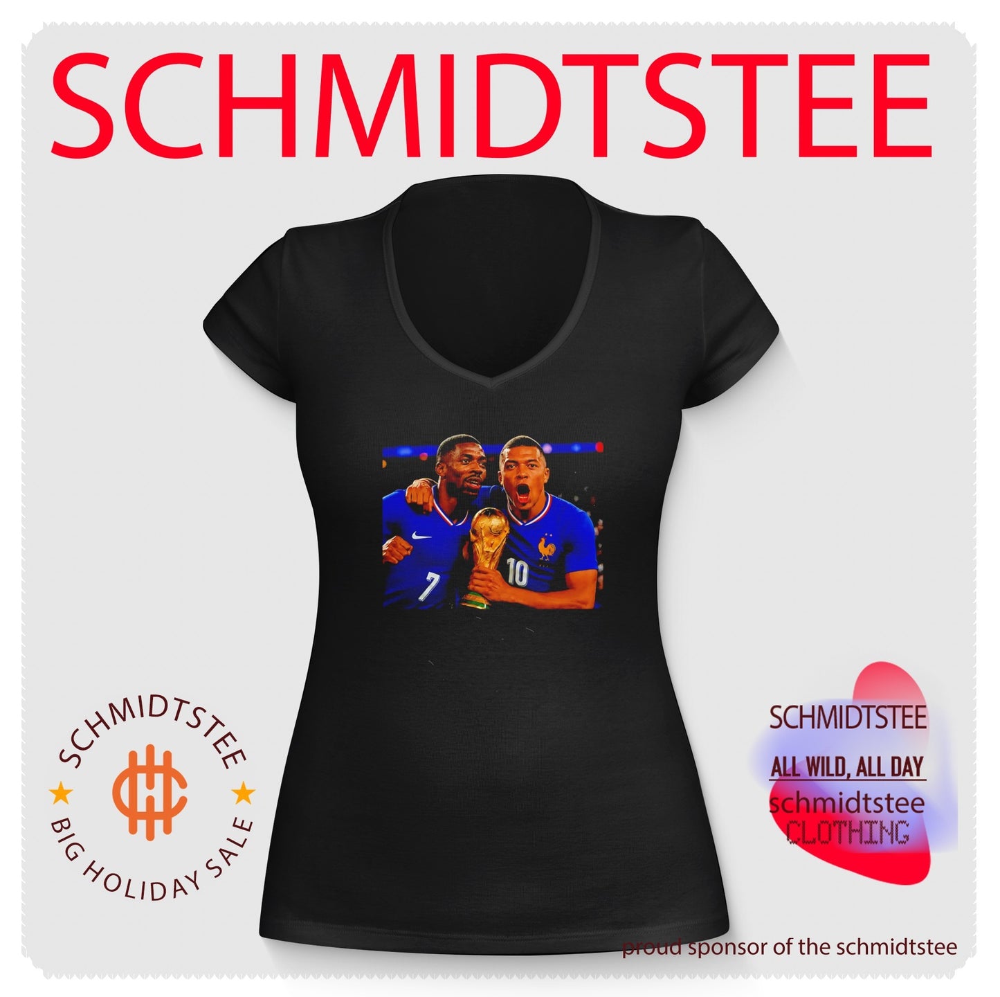 Kylian Mbappe and Ousmane Dembele France National Football Team trophy shirt