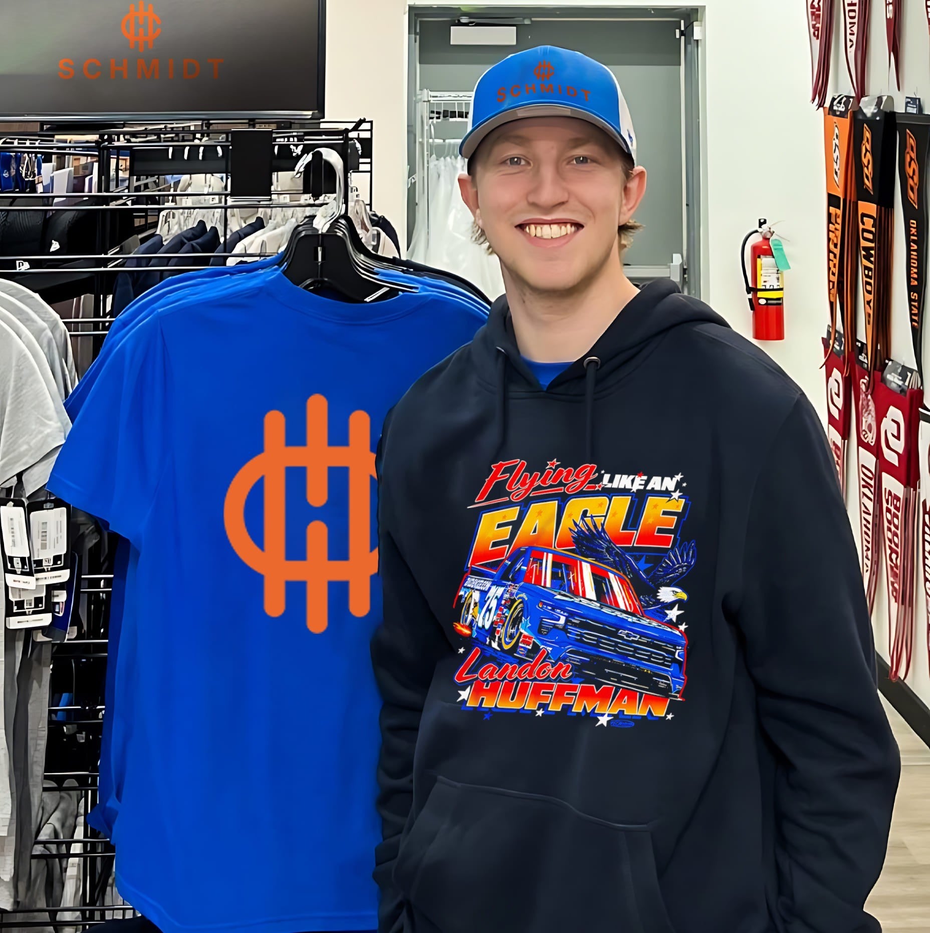 Landon Huffman flying like an eagle graphic car shirt