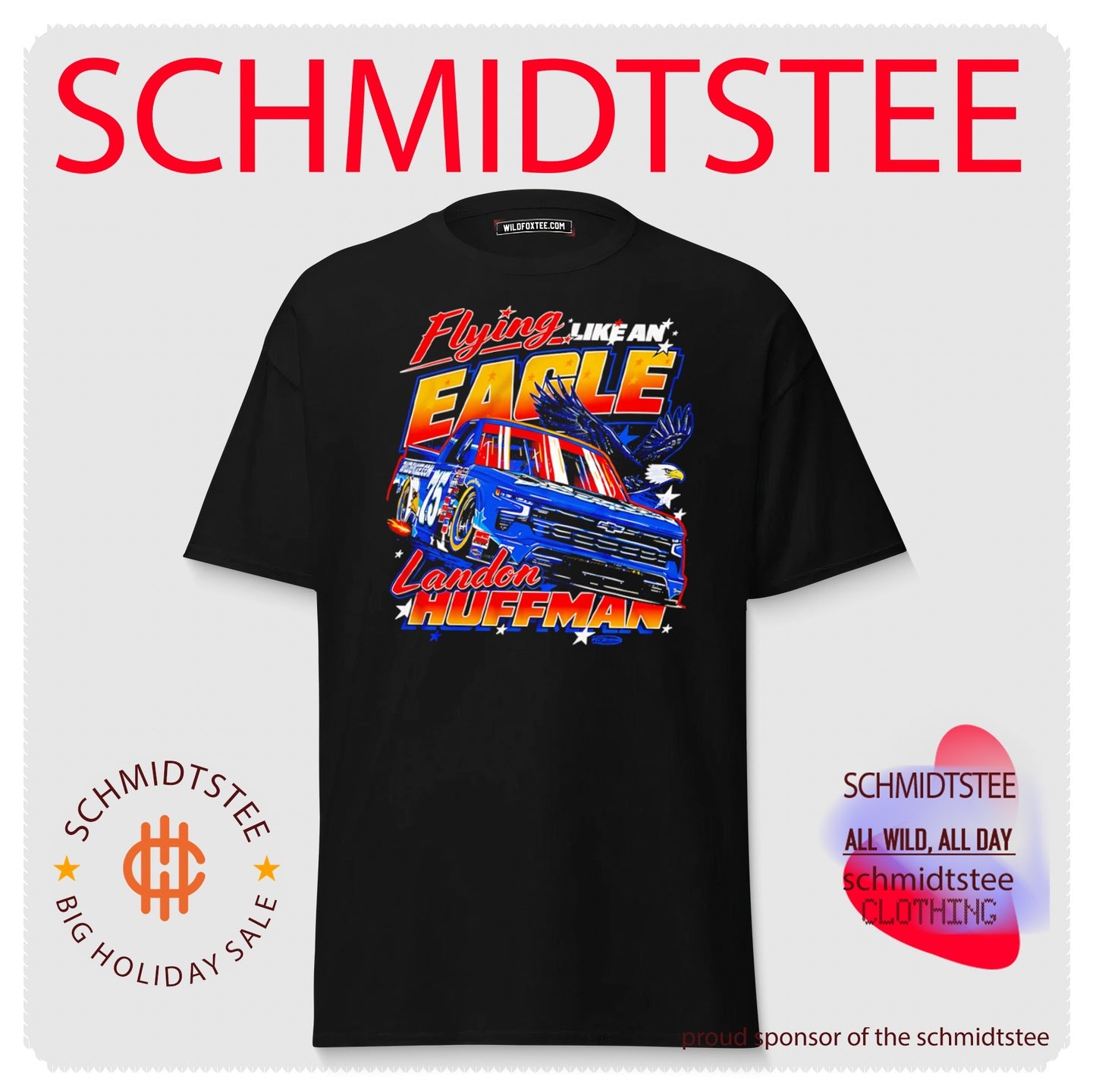Landon Huffman flying like an eagle graphic car shirt