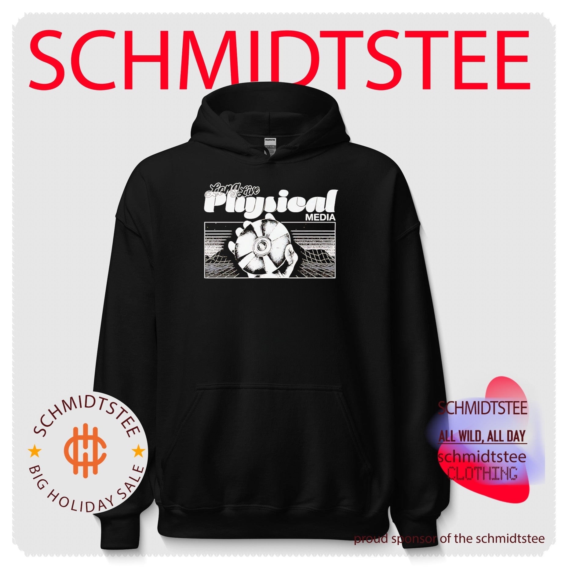 Long Live Physical Media Retro CD Hand compact disc shirt