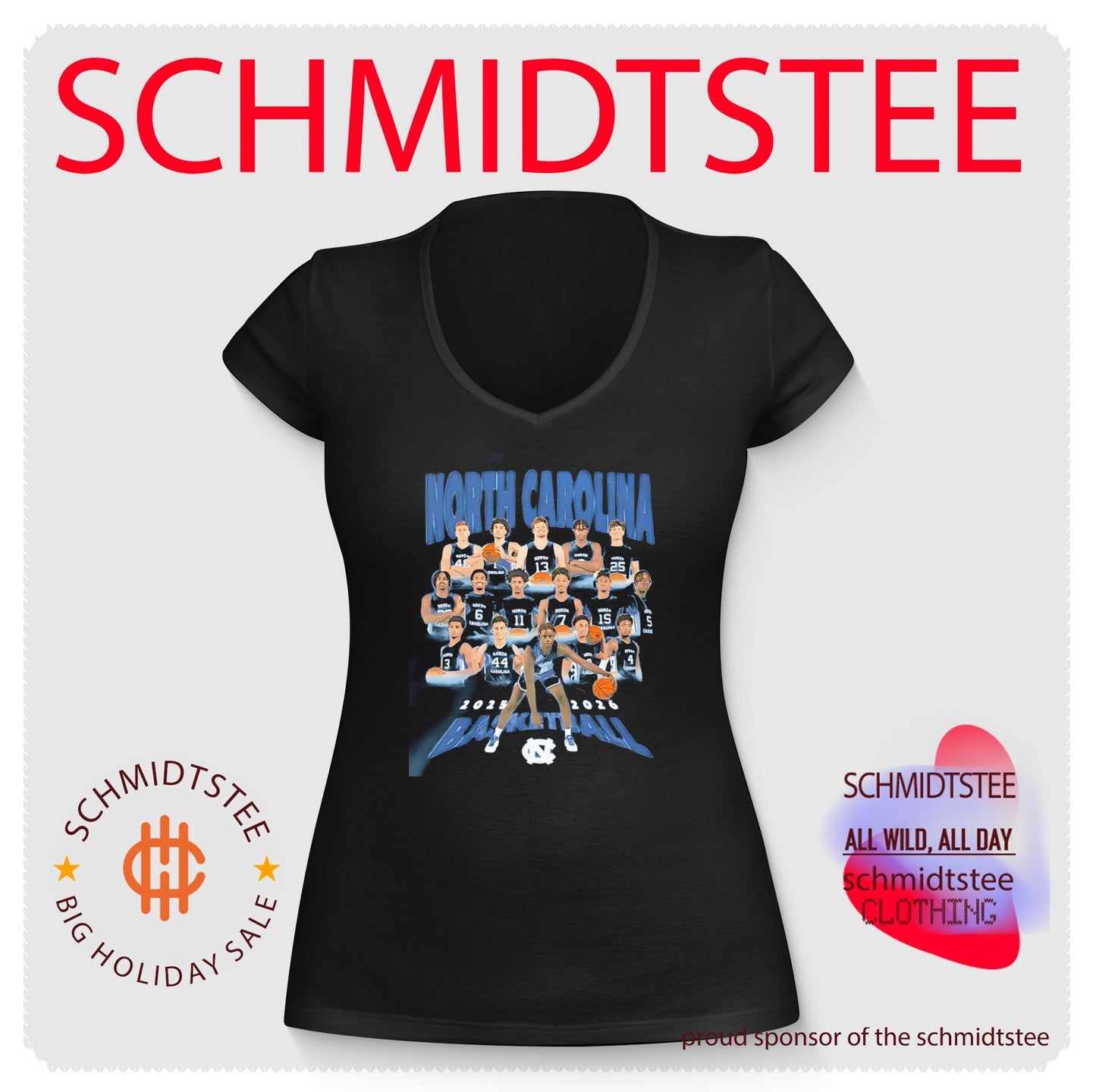 North Carolina Tar Heels team collage shirt