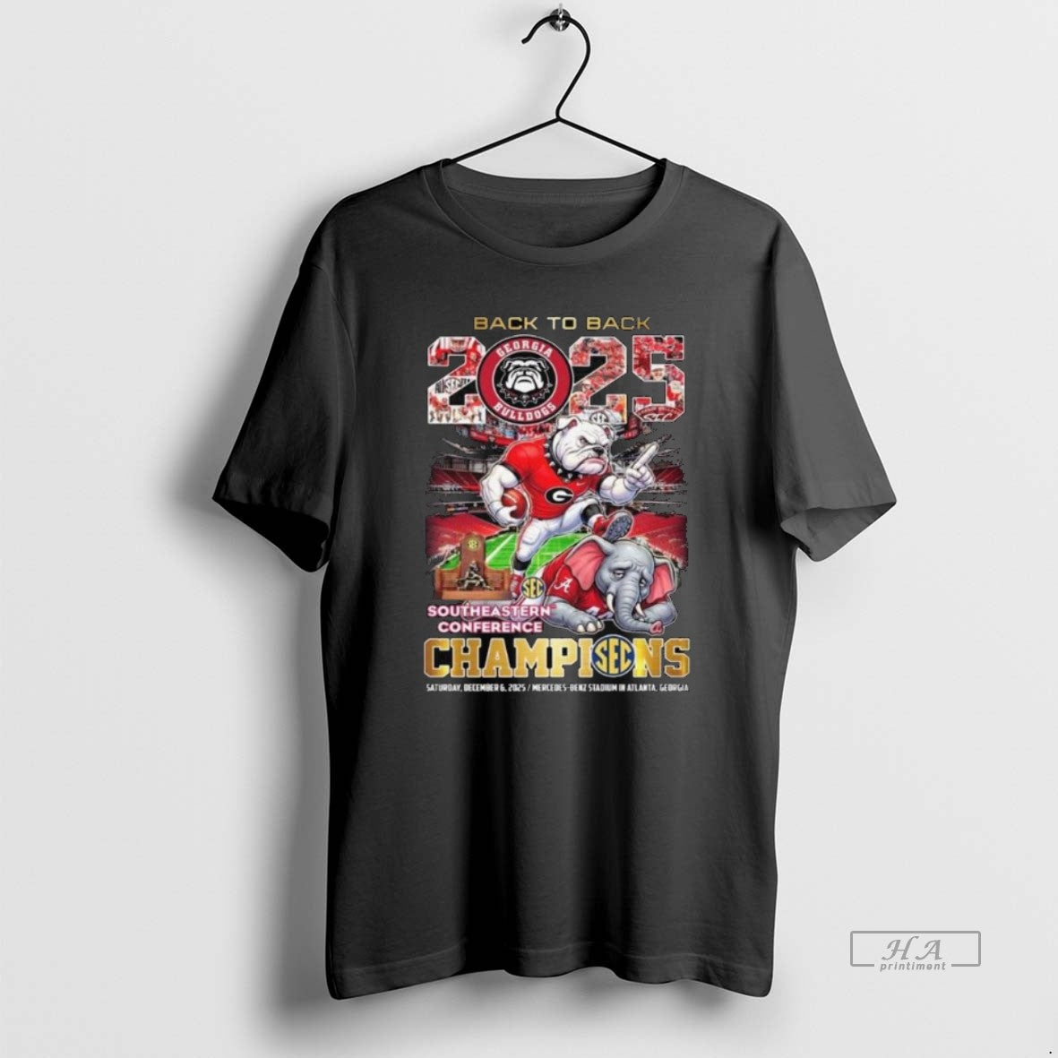 Official Back To Back 2025 Georgia Bulldogs Southeastern Conference Champions Vintage Mascot Long Sleve