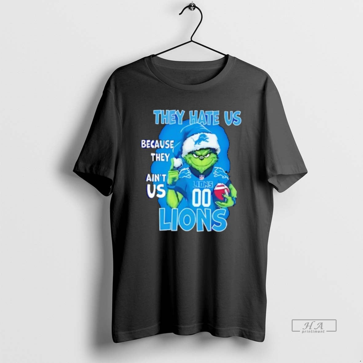 Official They Hate Us Because They Aint Us Detroit Lions Grinch Santa