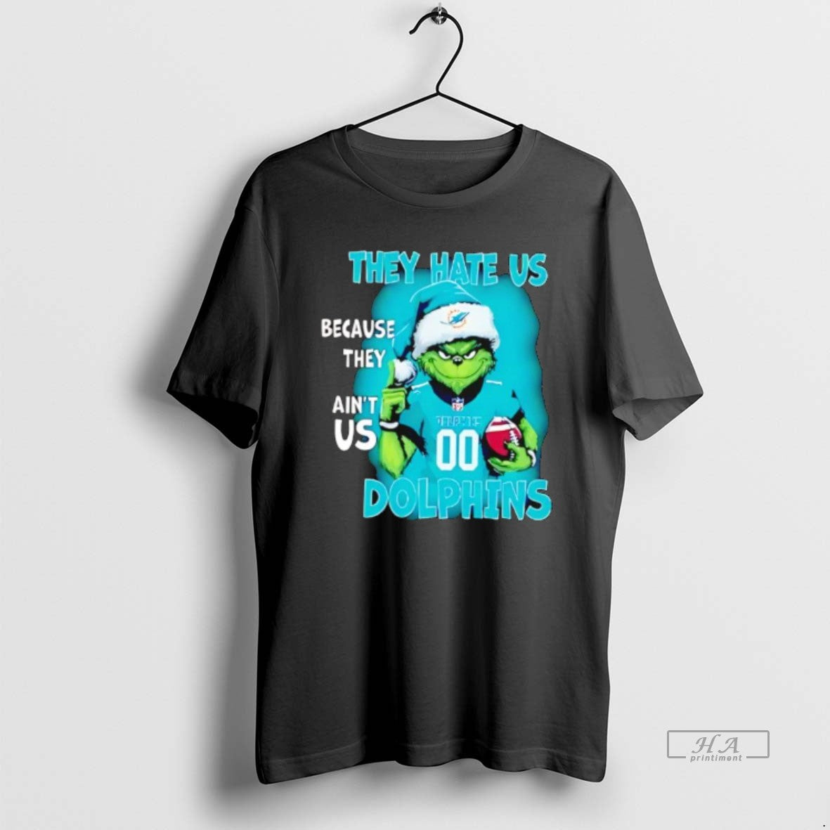 Official They Hate Us Because They Aint Us Miami Dolphins Grinch Santa
