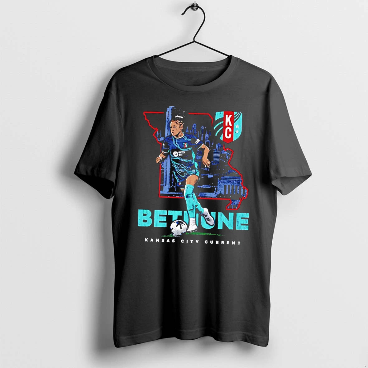 Officials Croix Bethune Kansas City Current Distressed State Silhouette Tee Premium T Shirt