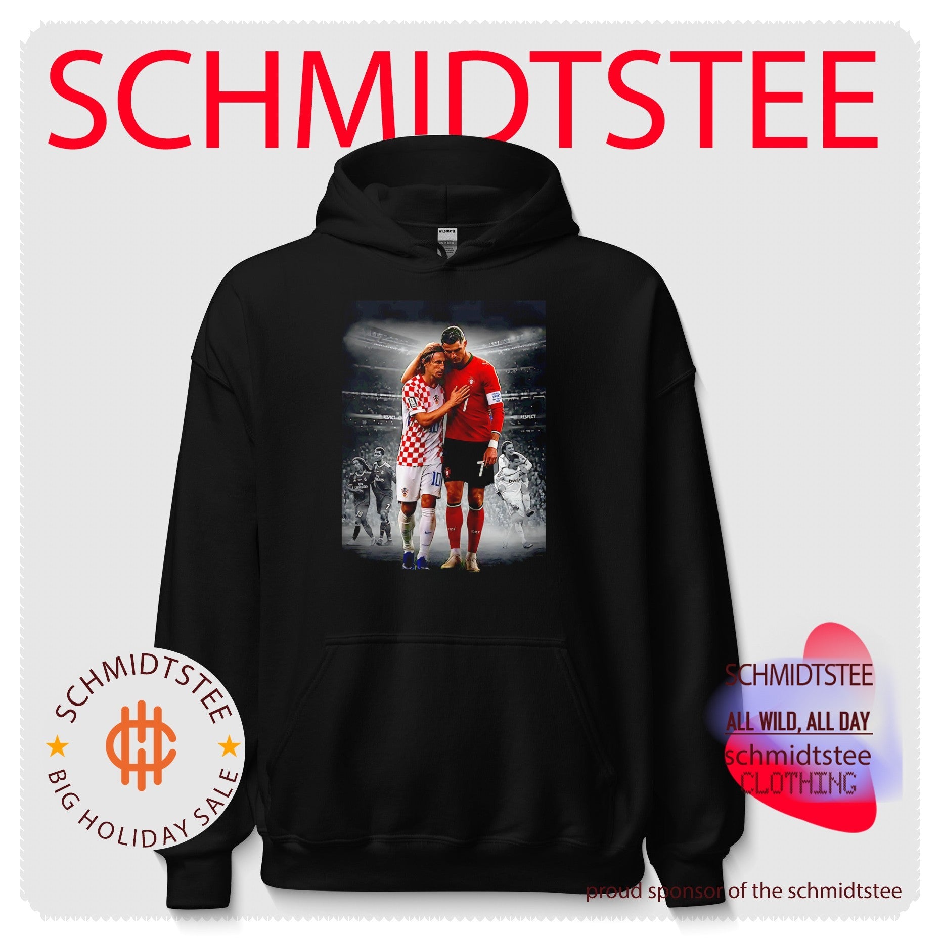 Portugal Cristiano Ronaldo and Croatia Luka Modric embracing shirt