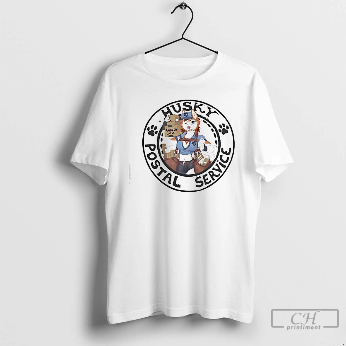 Premium Husky Postal Service Wolf Character Graphic