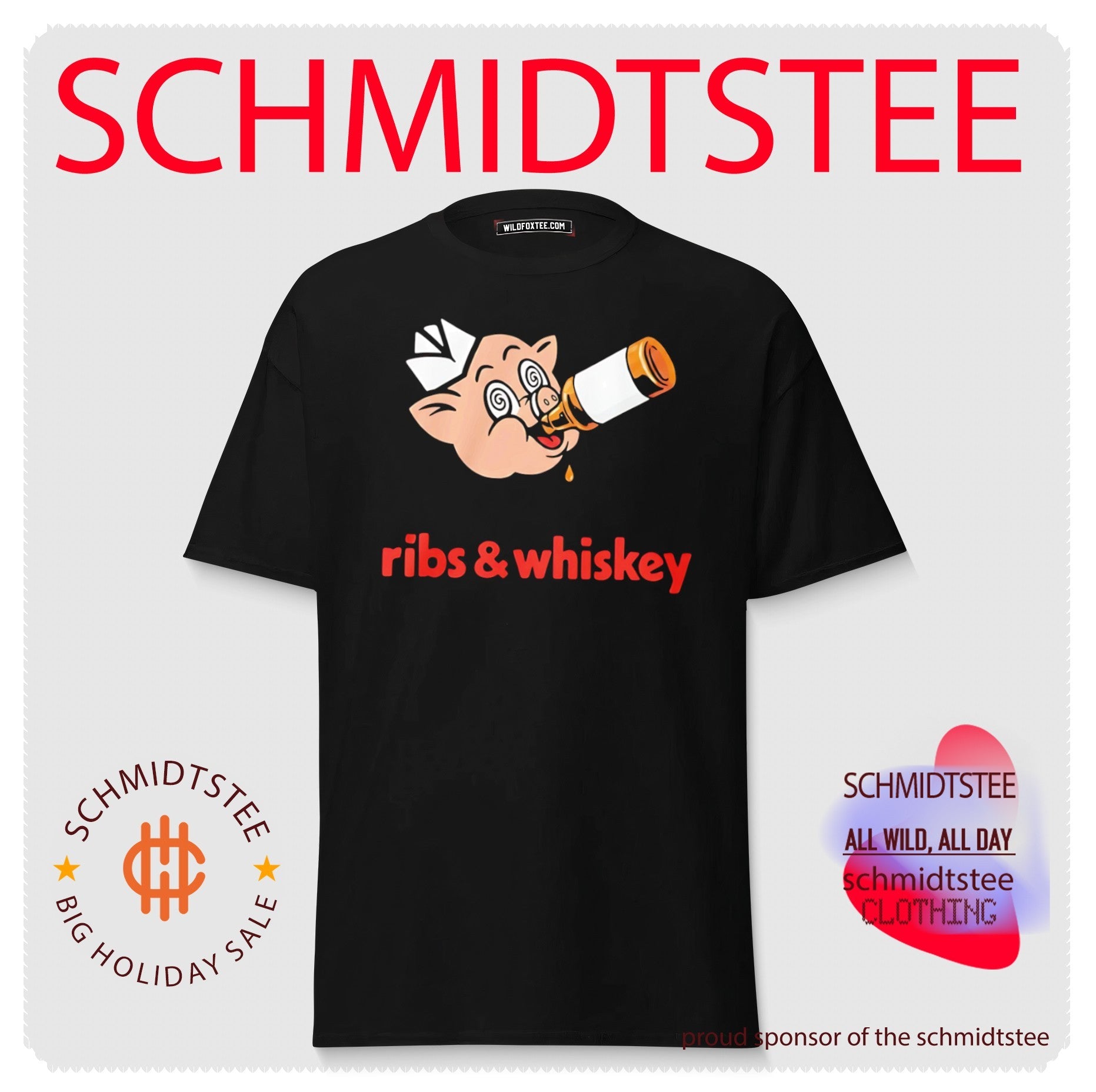 Ribs And Whiskey Pig Drinking Barbecue Shirt