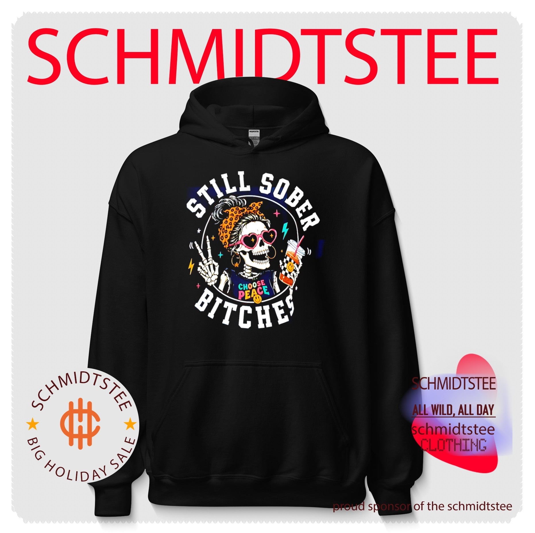 Still Sober Choose Peace Bitches Skeleton with Leopard Headband shirt