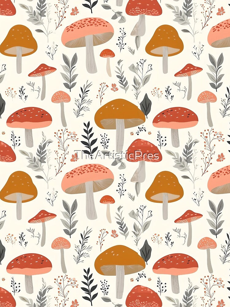 Whimsical Mushroom Seamless Pattern — Botanical Cottagecore Design | Nature Aesthetic by TheArtisticPres