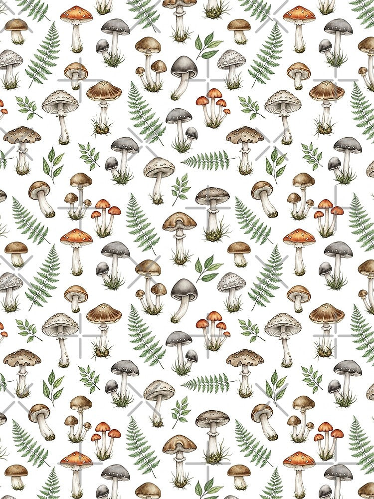 Wild Mushroom Forest Botanical Pattern by Canvas-Whispers