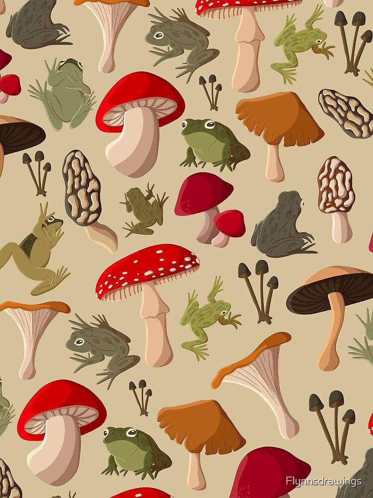 Frogs and Mushrooms by Flynnsdrawings