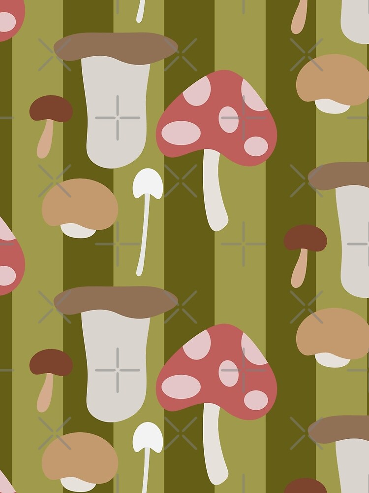 Retro Woodland Mushroom Pattern – Cute Cottagecore Forest Seamless Design by RJACreative