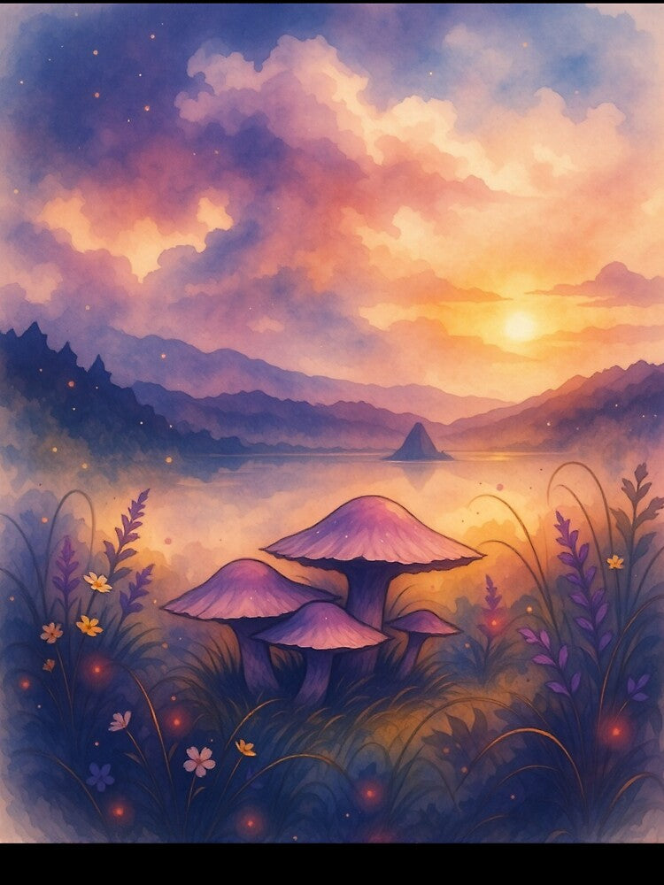 Twilight Mushroom Valley by the Lake by The Rogue Mark