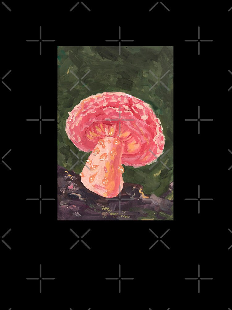 Pink Mushroom Acrylic Painting | Cottagecore Home Decor by JoyfulStarArt