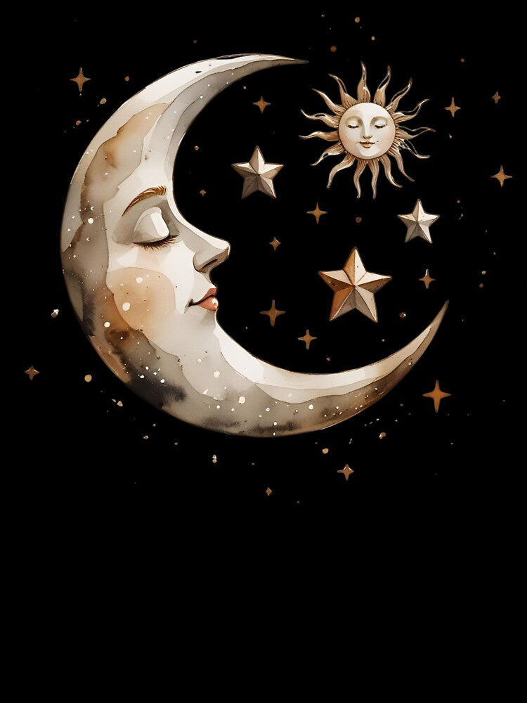 Moonlit Celestial Star and Sun by EchosAndInk