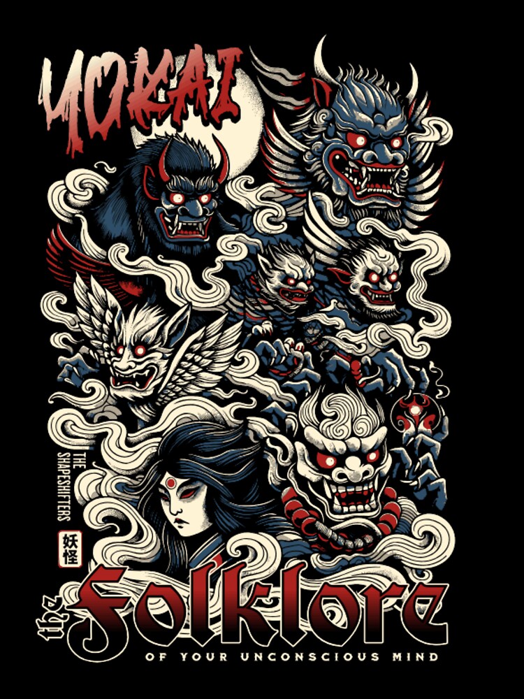 Traditional Japanese Demon & Oni Yokai Folklore Streetwear Print by GenZFashion000