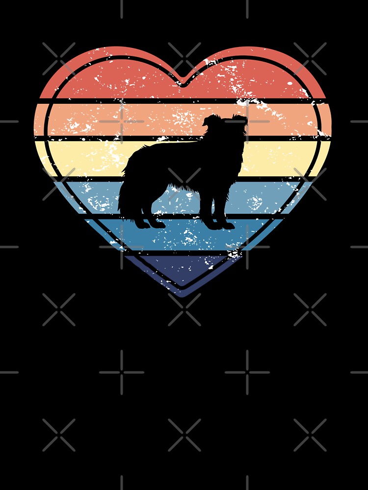 Border Collie Lover Retro Sunset Heart by Print-A-Joke