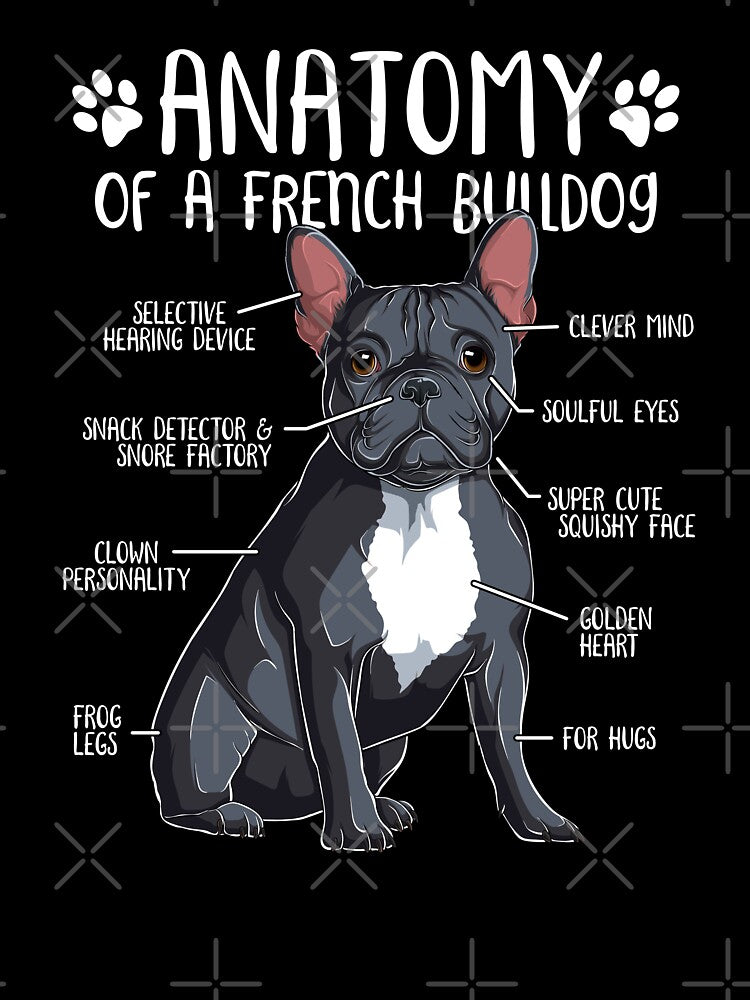 Funny French Bulldog Anatomy Black Blue Frenchie Dog Lover by lanynx design