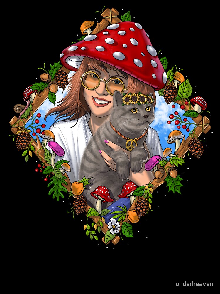 Hippie Mushroom Cat by underheaven