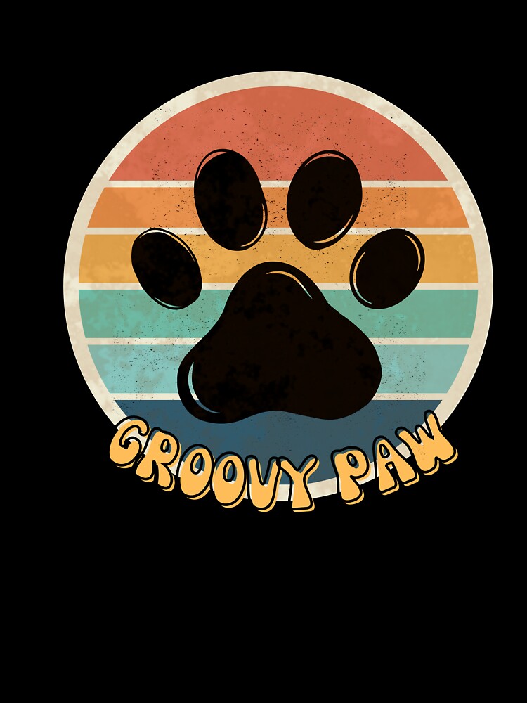 Retro Groovy Dog Paw Print - Vintage Aesthetic by Gapanaart