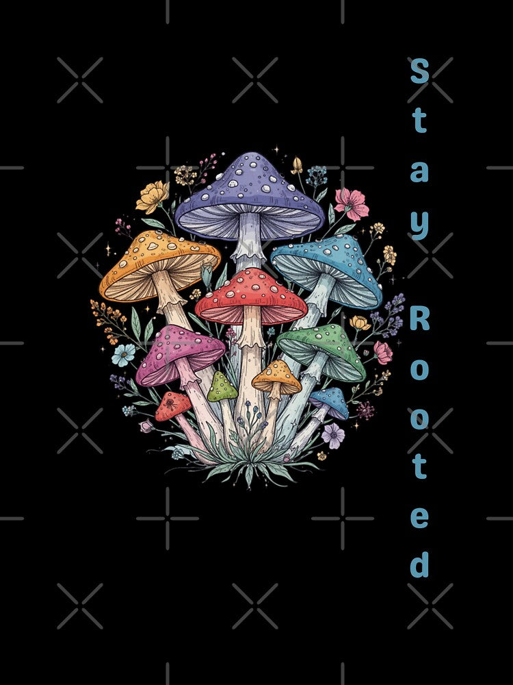 Stay Rooted| Boho Mushroom Cluster Forest by Pamthedesigner