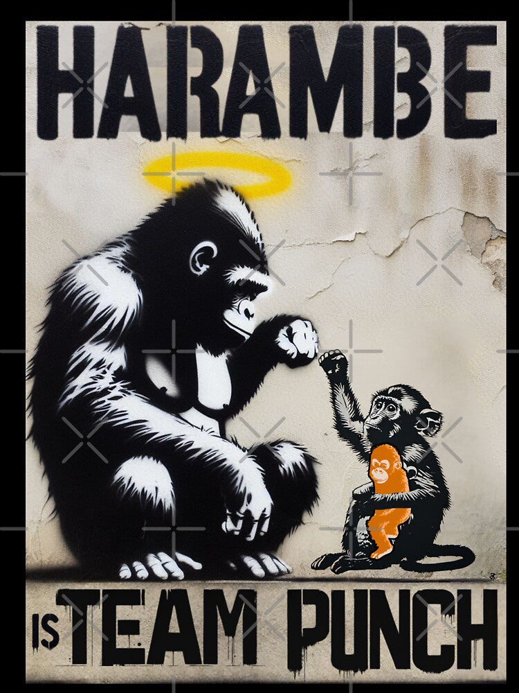 Punch the Monkey and Harambe— Banksy Style Street Art by SHELOPS