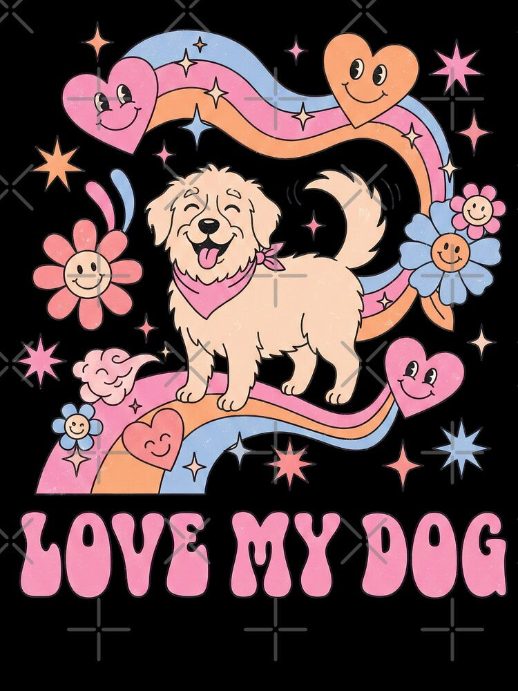 Golden Dog Surrounded By Hearts by Flying Doggo