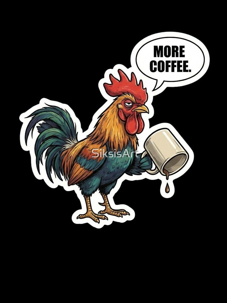Rooster Meme More Coffee by SiksisArt